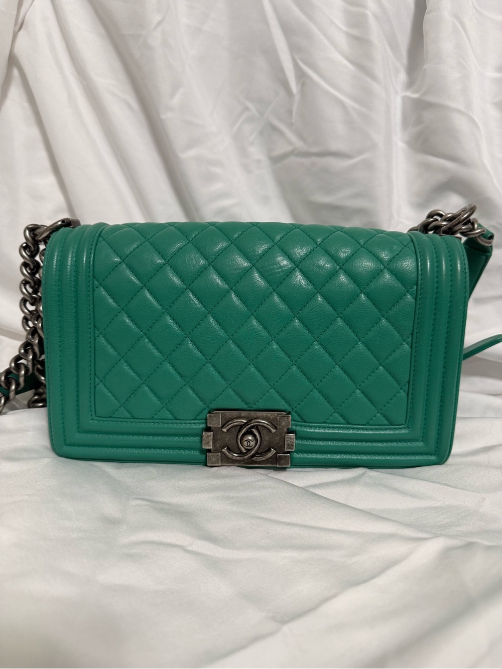 Chanel Lambskin Le Boy, Medium Tiffany Blue